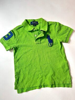 4T Polo Ralph Lauren Big Pony Polo Shirt Lime Green Navy